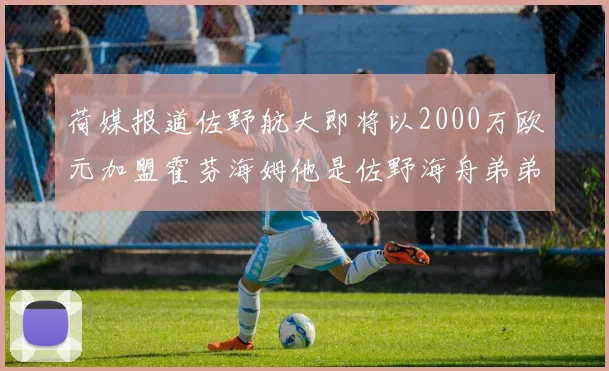 荷媒报道佐野航大即将以2000万欧元加盟霍芬海姆他是佐野海舟弟弟